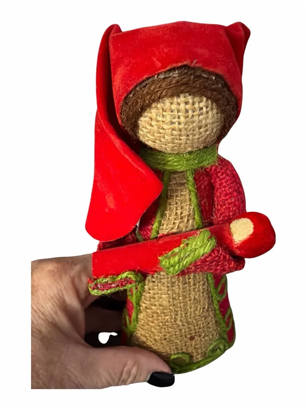 Vintage Handcrafted Burlap Nativity Figurine Set Made In Thailand